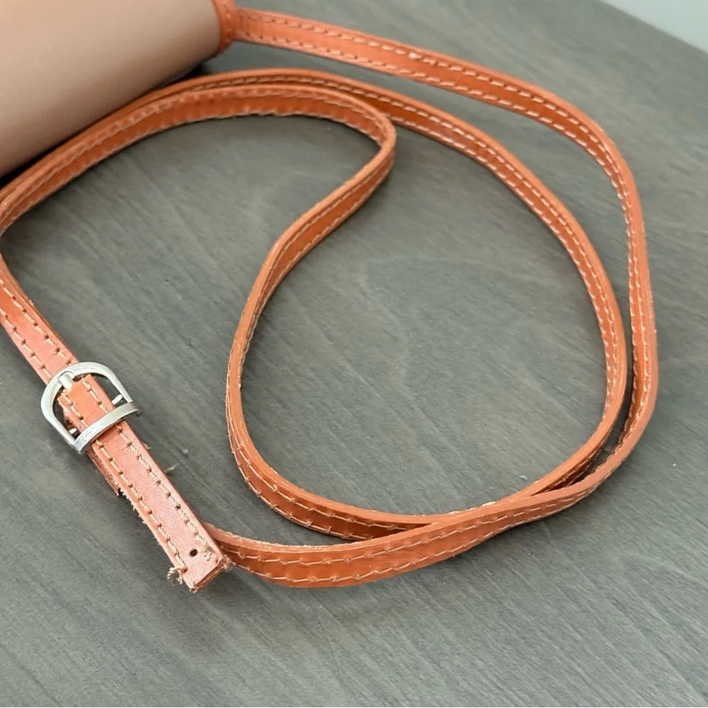 Vera Pelle Brown Leather Tan Handbag Italian Crossbody Purse